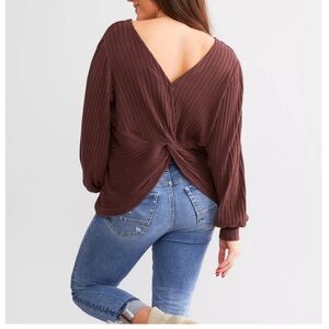 White Crow Joan Brushed Top. Crimson. Small.